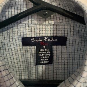 Brooks Brothers Men's White and Blue Grid Shirt